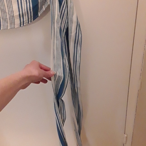 NEVER WORN blue/white striped one  shoulder blouse - Picture 6 of 8